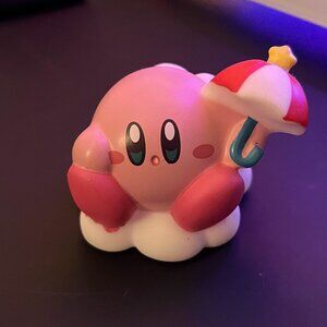 Kirby Sitting on a Cloud with Umbrella Figure Toy, Anime Figurine